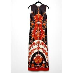 Vintage Rodney Dresses 1970s Maxi Dress Brown Orange Psychedelic Size Medium